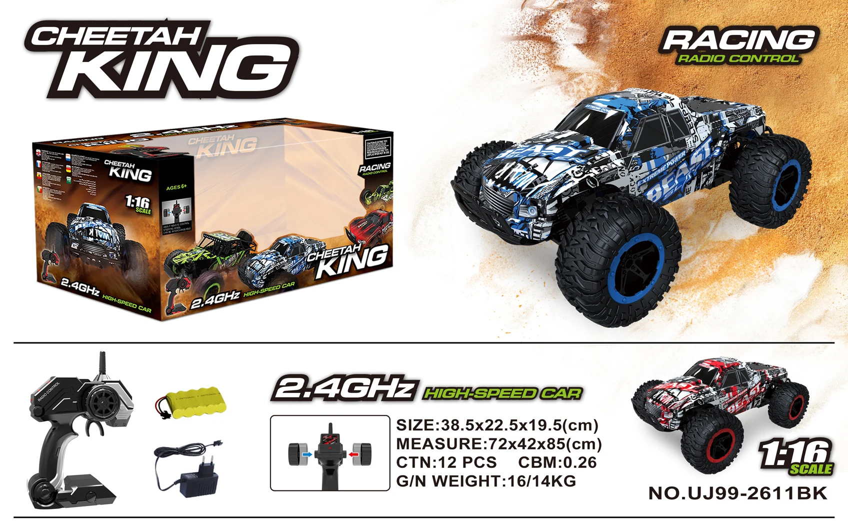 2.4ghz 1:16 Scale 4WD Electric Car - High Speed RC Toy