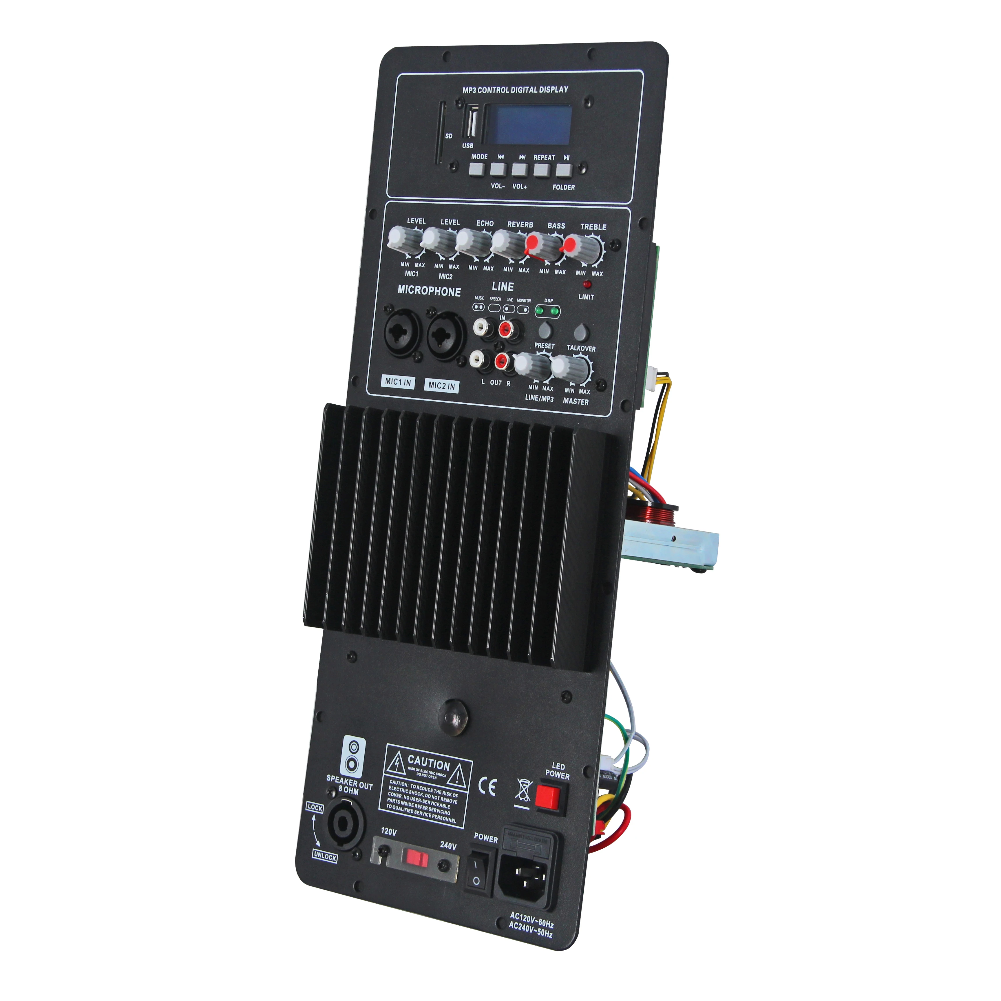 200W RMS Features DSP, ECHO, Reverb Functions for a Full-range Class AB Amplifier Module for Professional Active Speakers