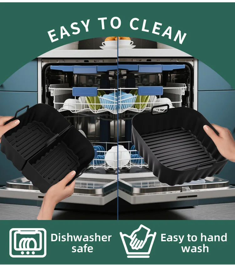 Non-Stick Silicone Air Fryer Tray, Multi-Compartment Baking Pan for Egg Tarts Fried Food, Oil-Proof Reusable Air Fryer Accessory manufacture