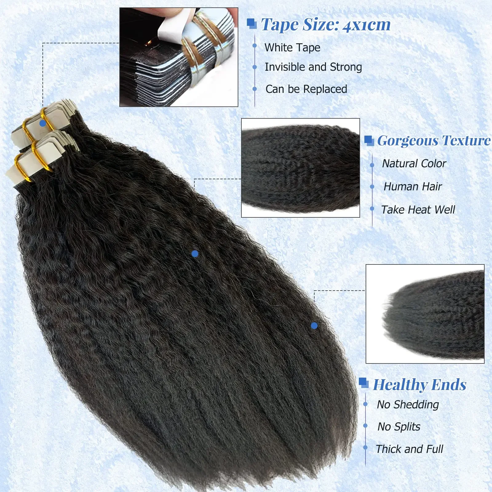 Ταινία Body Wave σε επεκτάσεις μαλλιών από ανθρώπινη τρίχα - Αόρατο υφάδι χωρίς ραφές για γυναίκες_voghion.com
