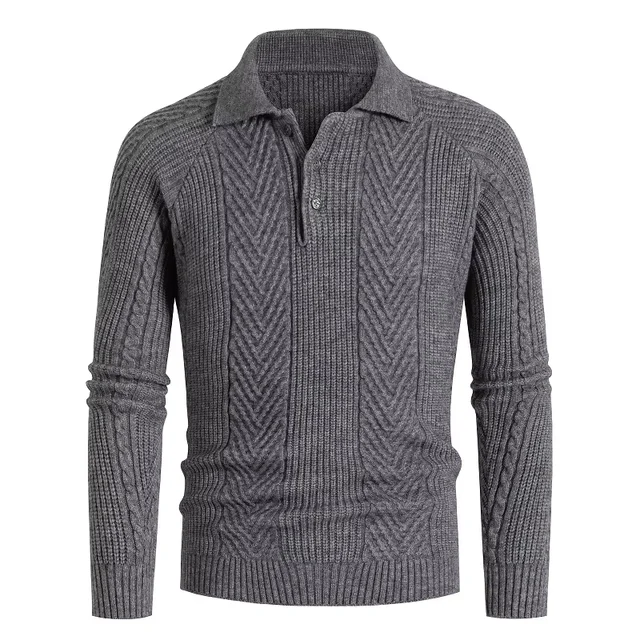 Wholesale New Models European American Winter Men's Sweater Thickened Zipper Lapel Knit Pullover Long Jacquard Made Mohair