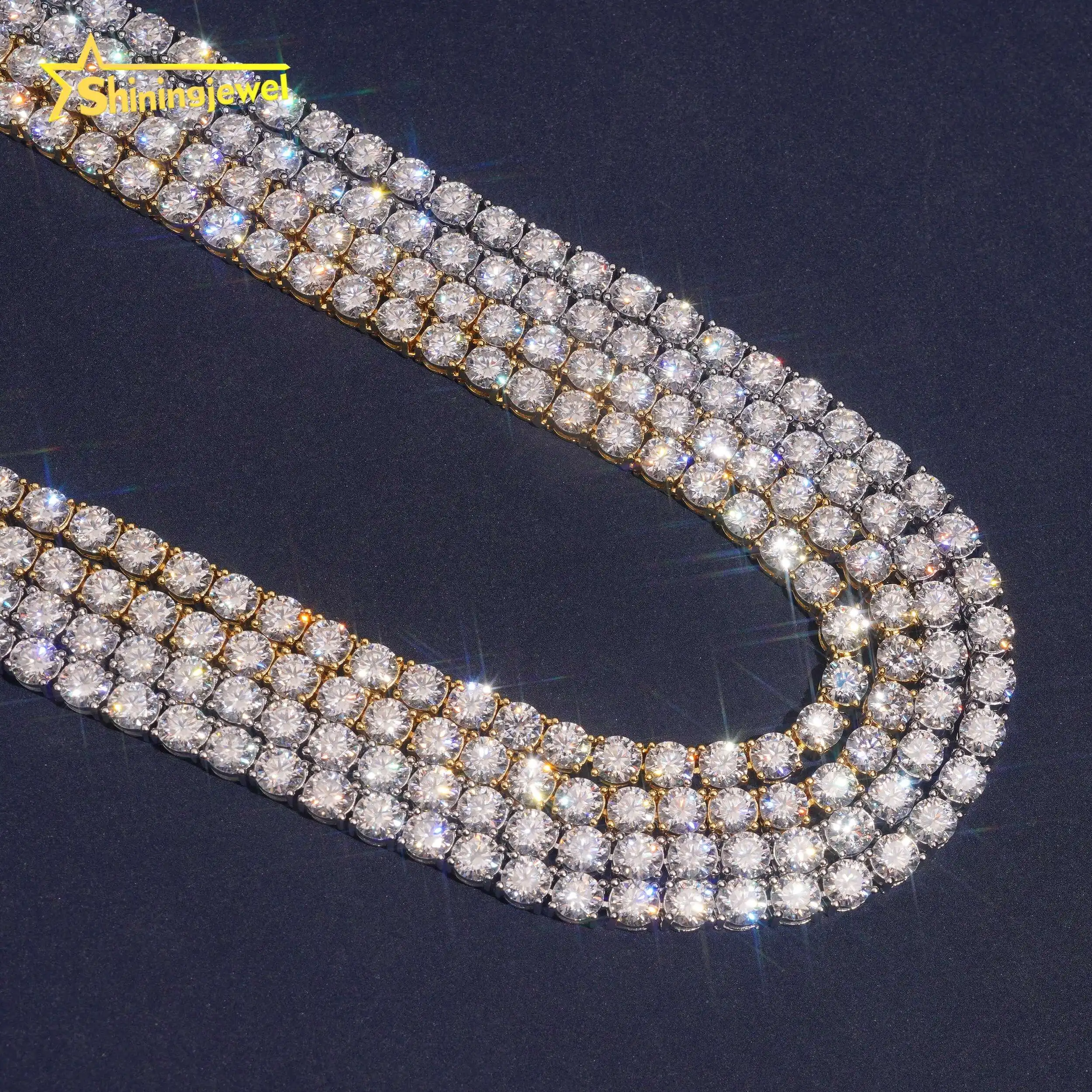 Hip Hop Iced Out 5mm Moissanite Tennis Necklace 925 Silver