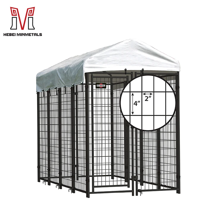 Big Black Metal Dog Kennel With Top Cover 4x4x4.5ft For Pet Houses ...