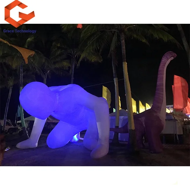 Custom Giant Inflatable Human Model Festivals LED Lamp Balloon Character Party Event Digital Printing Oxford Sea Available