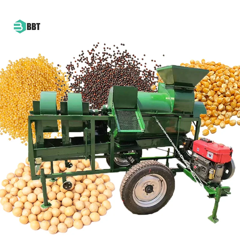 Tractor Attached Maize Thresher Corn Peeling and Threshing Machine Multi Crop Thresher Machine With Diesel Engine