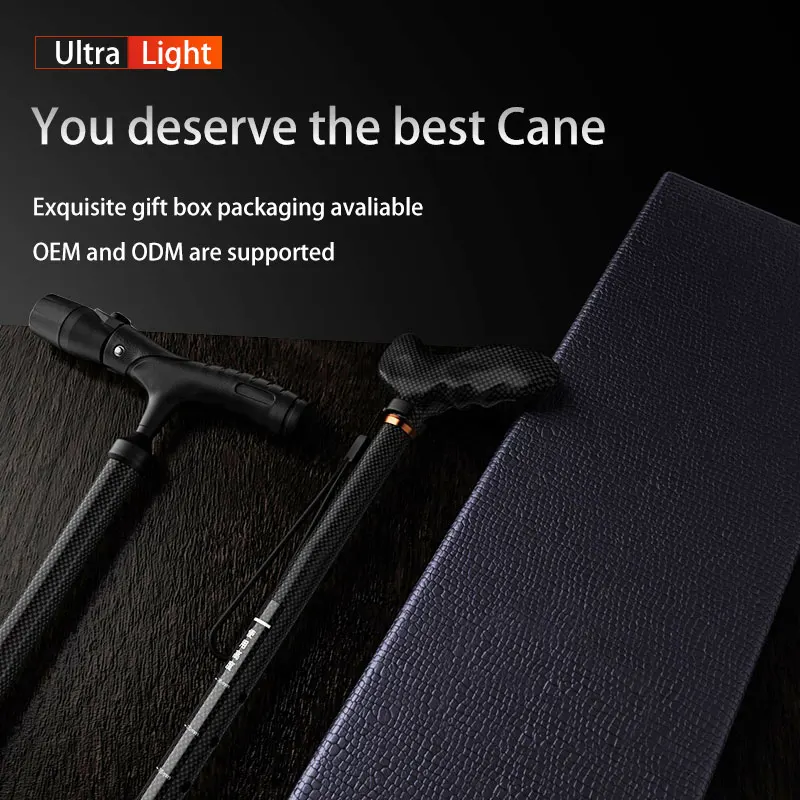 Factory Durable Ultra Light Height Adjustable Carbon Fiber Cane Walk Stick for Elderly