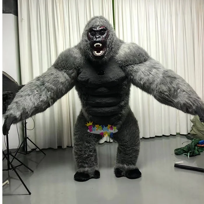 Enjoyment CE long fur inflatable Realistic gorilla mascot costume cosplay animal King Kong fancy dress for sale