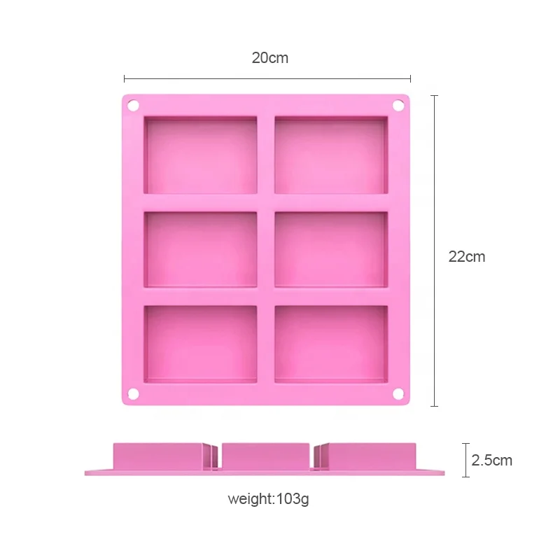 6 Cavity Large Silicone Soap Molds for Homemade Craft-Reusable Non-Stick Soap Making Molds DIY Candle Chocolate Mold Baking Tool
