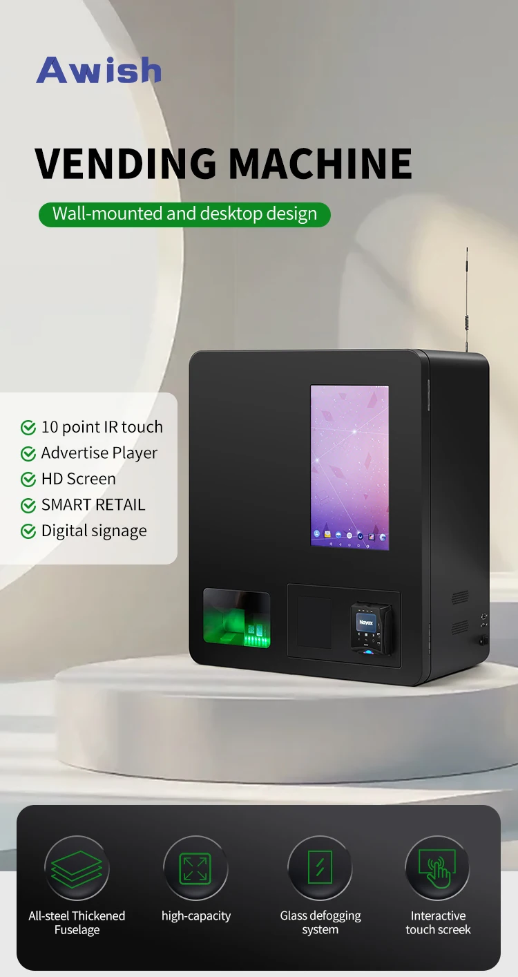 Mini Wall Mounted Vending Machine - 15.6-Inch Screen Cash Payment