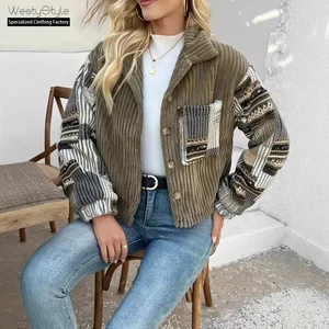 Elegant Winter Raw Long Sleeve Button Eco-Friendly 100% Polyester Jacket for Women Casual Contrast Coat Front Logo Commuting