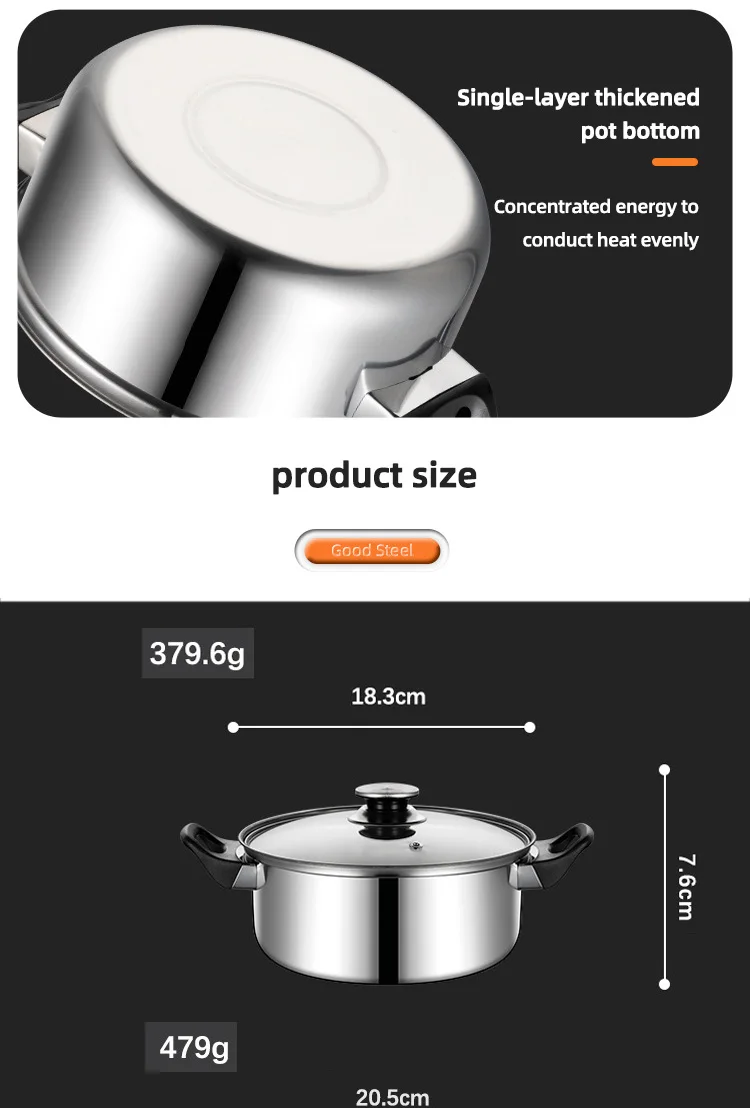 New Arrival Cookware Sets 12 Pcs Stainless Steel Kitchen Soup Pot