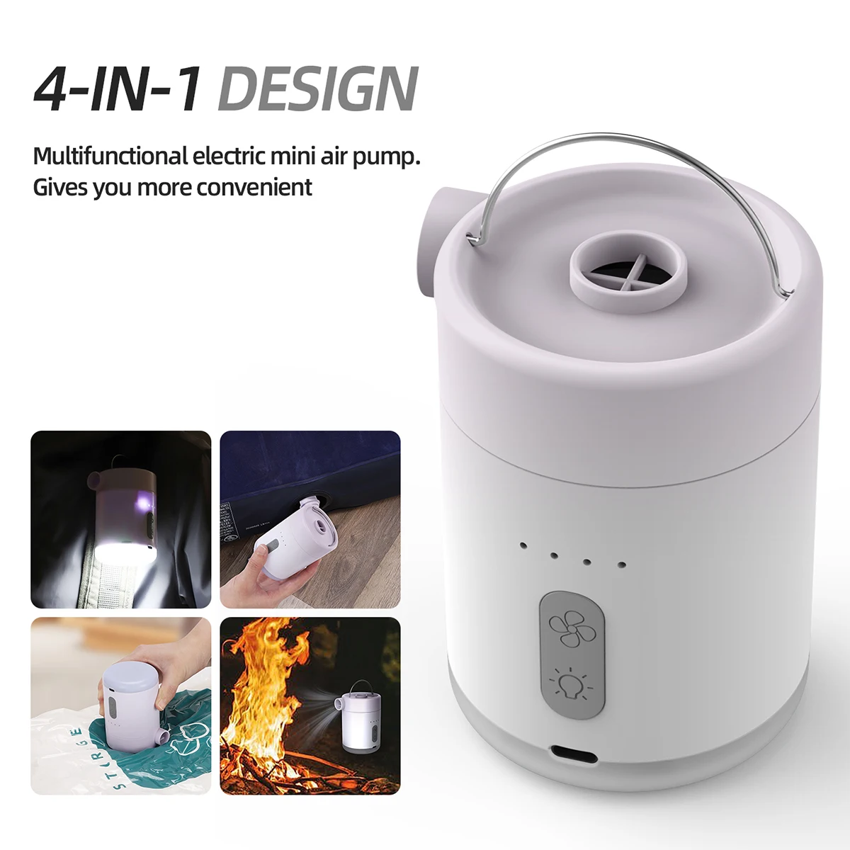 Wholesale 4-in-1 Waterproof Electric Mini Pump Portable LED Light for Inflate/Deflate Mattress Pillow Camping Electric Air Pumps - view 5