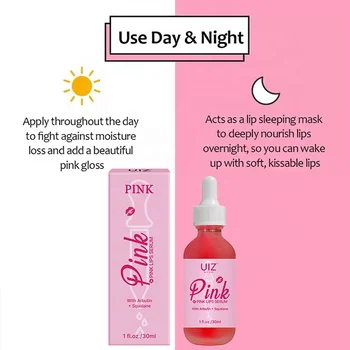 Uiz Pink Lip Serum With Arbutin Squalane Lighten Dark Smoke Lips Treatment  Repair Fine Line Lip Black Removal Serum Oil