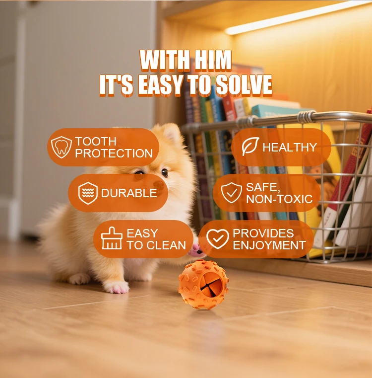 Super Pet Natural Rubber Chew Ball Dog Cat Toy Durable and Resilient Leak-Proof Food-Interactive Accessory