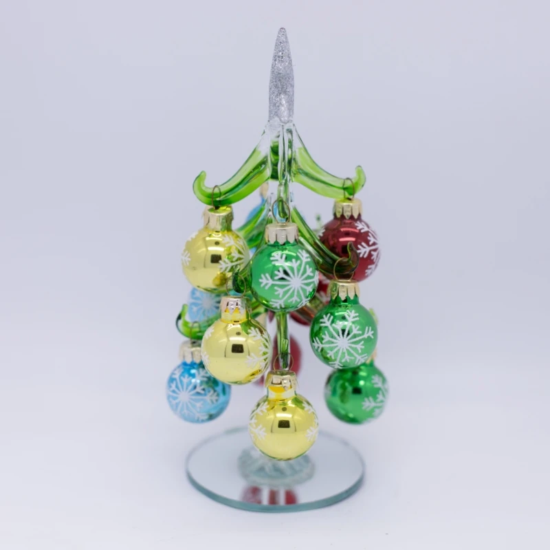 Vintage Mini Green Mercury Blown Glass Christmas Tree Tabletop Led Light Set Decor Battery