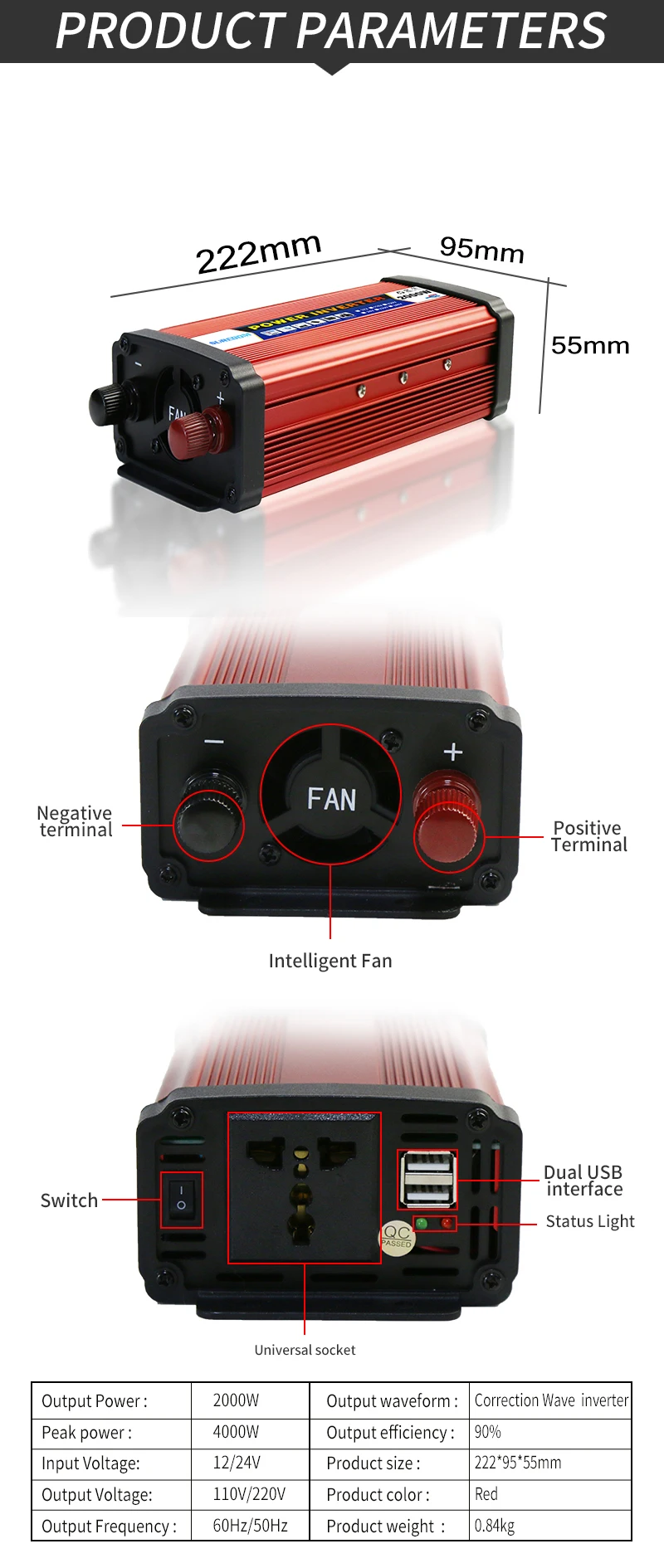 Suredom 1500w 2000w Grid Tie Inverter 12v 24v To 110v 220v Solar ...