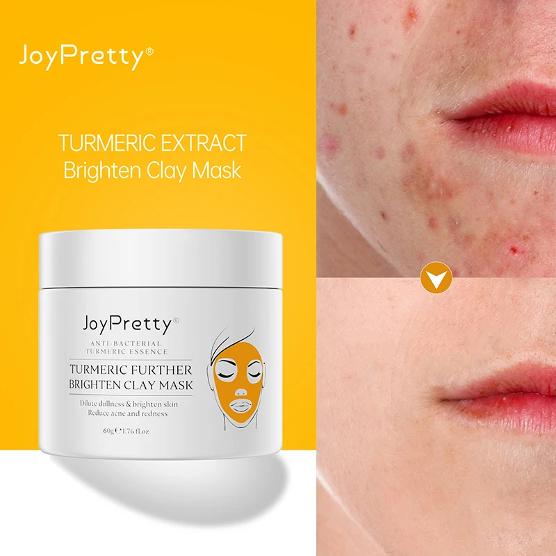 JoyPretty Turmeric Clay Mask Organic Moisturizing Firming Deep Cleansing Whitening Exfoliating Clay Facial Mask