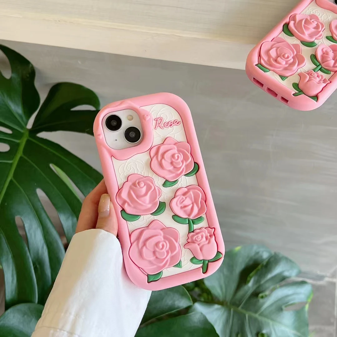 Rose Fiore Stand Portafoglio TPU Silicone In Pelle Cellulare Caso Per