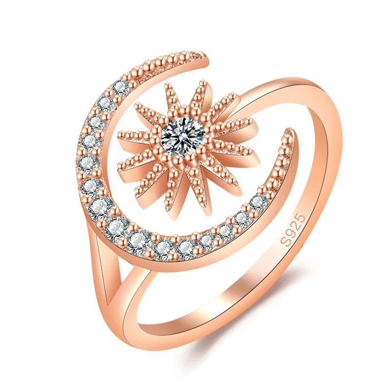 Buy Sun and Moon Ring with Crystal Stone by Leightworks