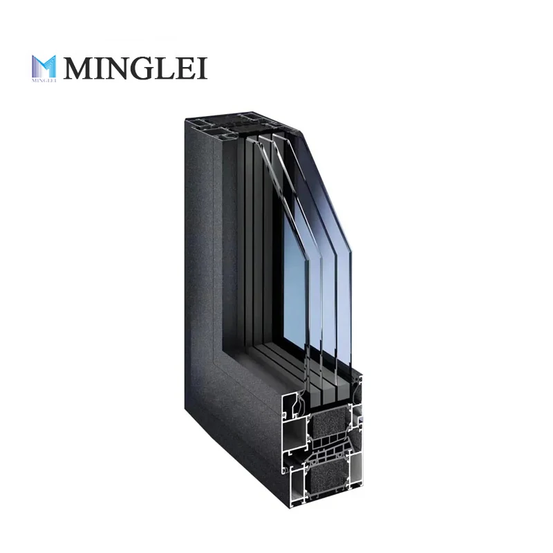 Minglei European Standard Best Triple Pane Windows Triple Glazed Aluminium Windows