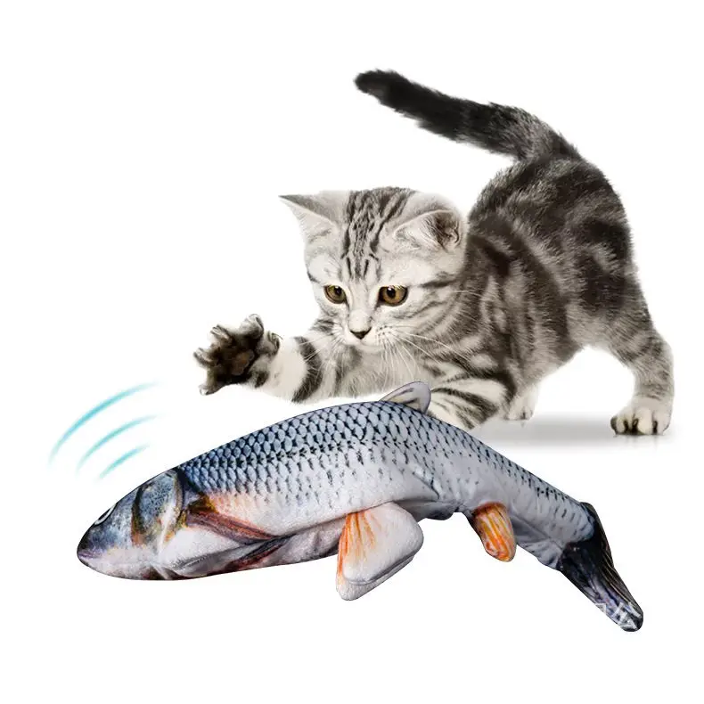 Usb 3d Soft Plush Simulation Dancing Moving Catnip Floppy Automatic Electric Chew Pet Interactive Fish Cat Toy for Cats