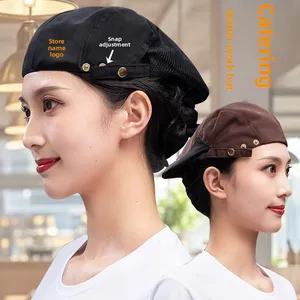 Unisex Anti-Hair Loss Chef Beret Hot Pot Restaurant Kitchen Work Hat Casual Style Catering Staff Accessory