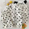 CreamBlackHeartShortPajamaSet