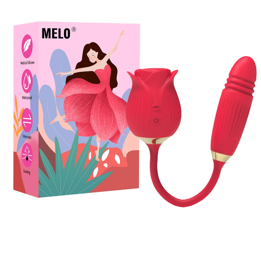 Melo Rose Shape Sucking Vibrator Sex Toy Thrusting Vibrators Dildos