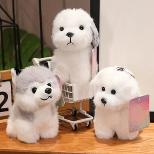 Simulation Plush Husky Keychain Toy Cuddly Mini Pomeranian Plush Dog Keychain Poodle Stuffed Dog Keychains Cuddly Bag Pendant