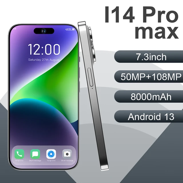 Great Version for i14 Pro  max 7.3inch 16gb+1tb Cellphone 5G Drop Screen Smartphone for Samsung Huawei Mobile Phone - Image 3