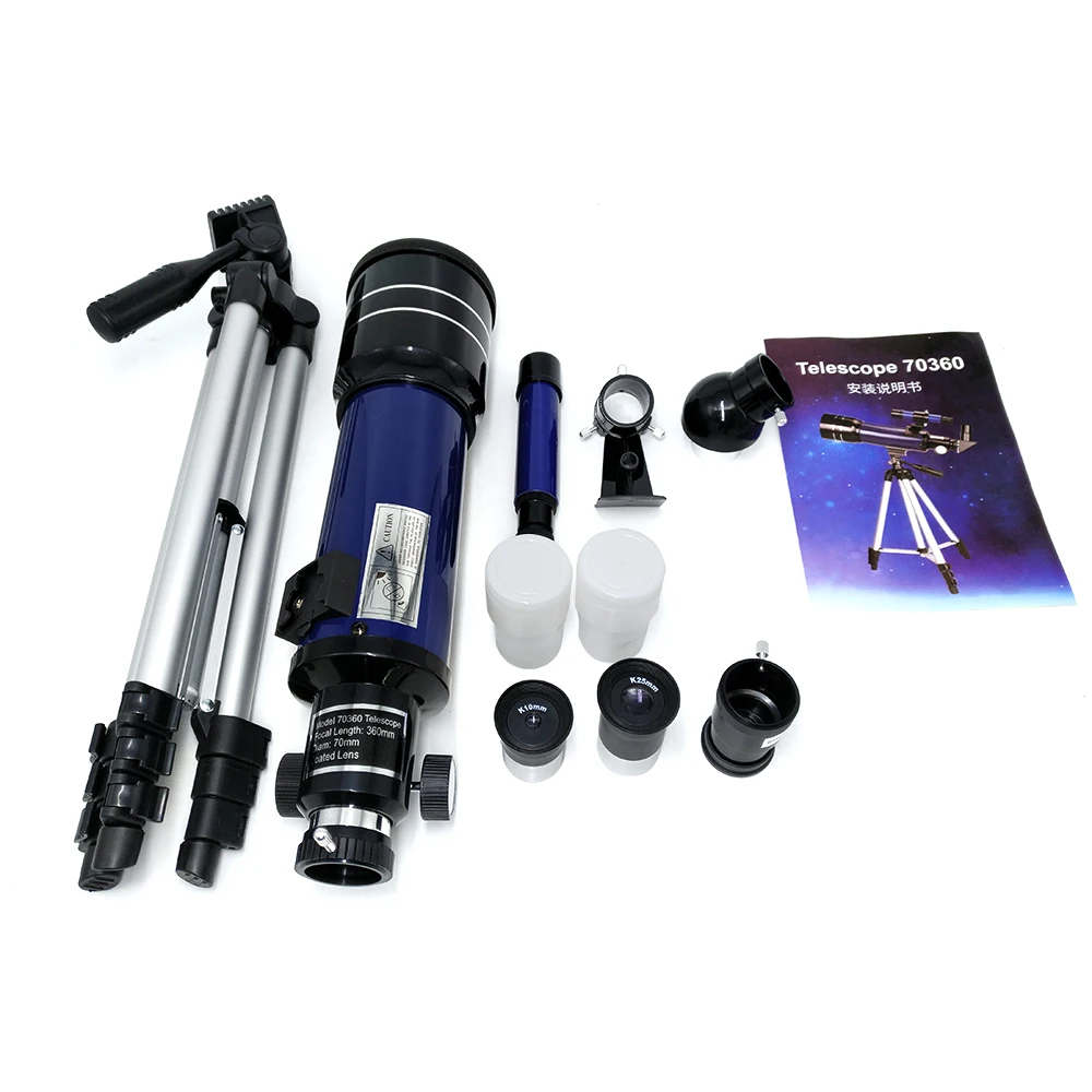 Télescope Astronomique Réfracteur 70 Mm Ouverture / 400 Mm Focale - Pour Débutants, Avec Trépied Et Adaptateur Téléphone