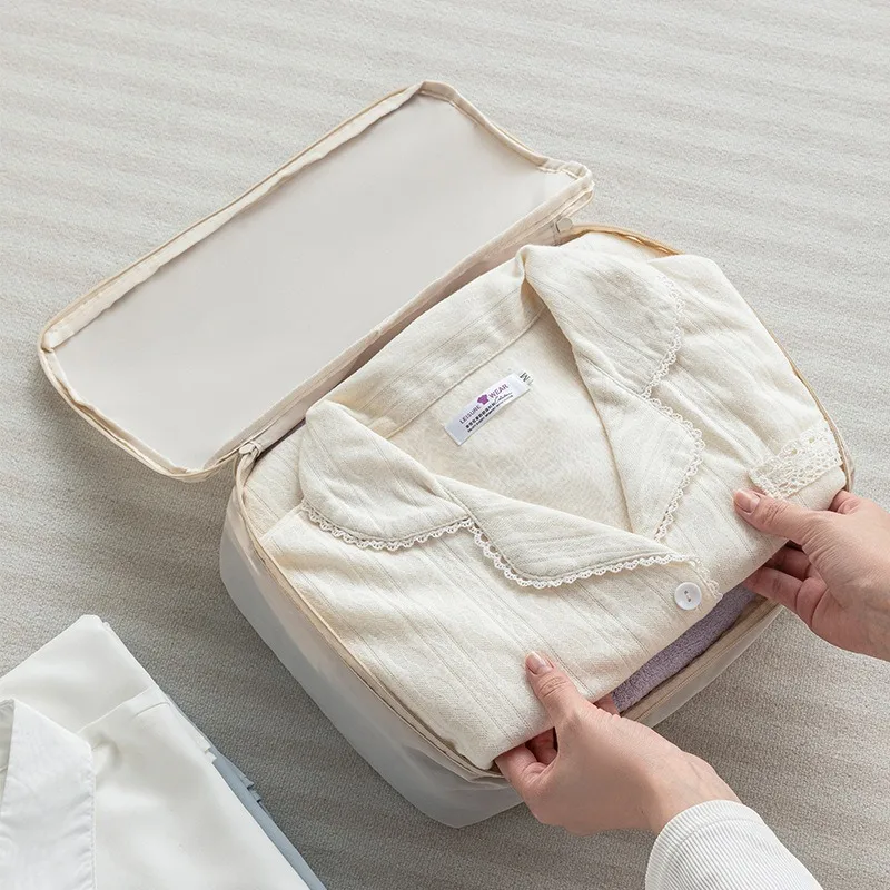 Storage Bags Expandable Zipper Pouch 6Pcs Set Compression Packing Cubes Travel Accessories Expandable Travel  Luggage Compression Packing Bag Cloth Storage Bag