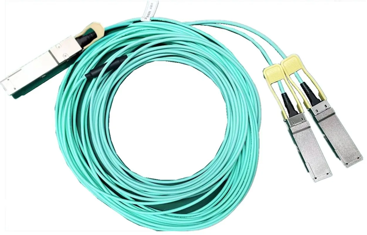 HZAD400D2A10 400Gbps Optical Cable With Hot Pluggable QSFP-DD SR8 To 2xQSFP56 SR4 AOC