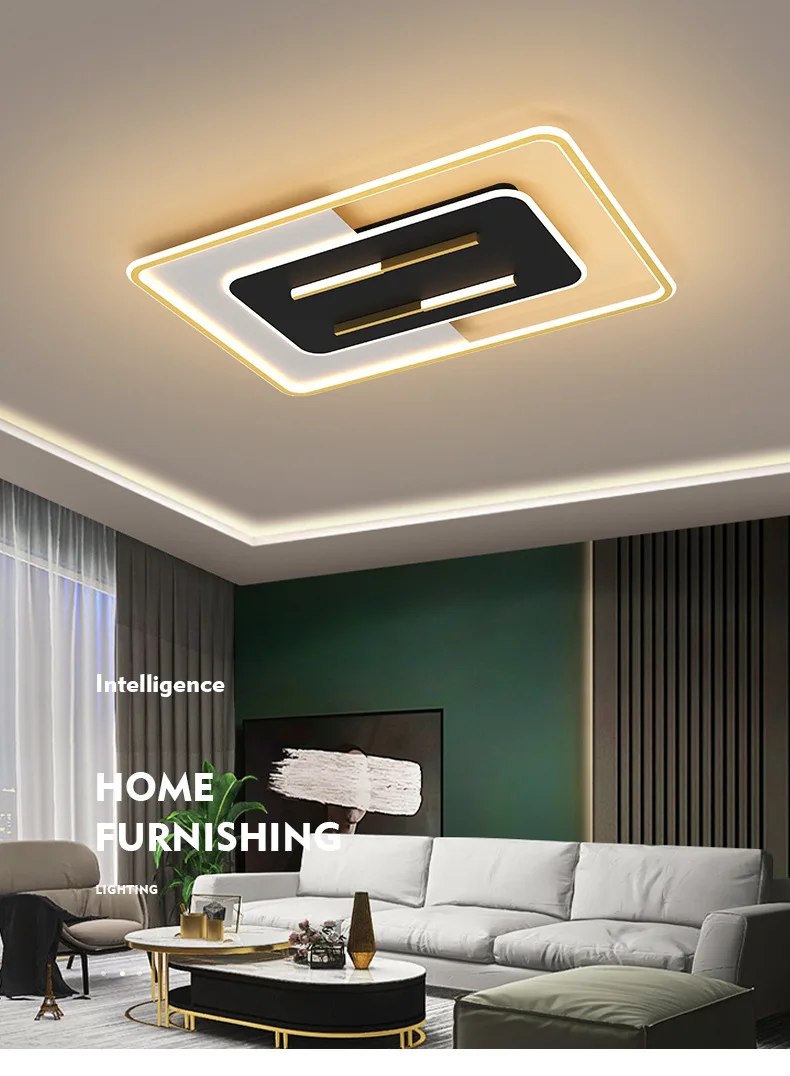 MEEROSEE Decorative Ceiling Light for Bedroom Living Room Lights Modern Ceiling Light Rectangle Big MD87190