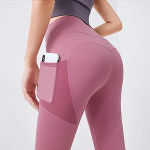 Women Seamless High Waist Bubble Hip Lift Activewear Gym Workout Fitness Yoga Pants Leggings With Pockets