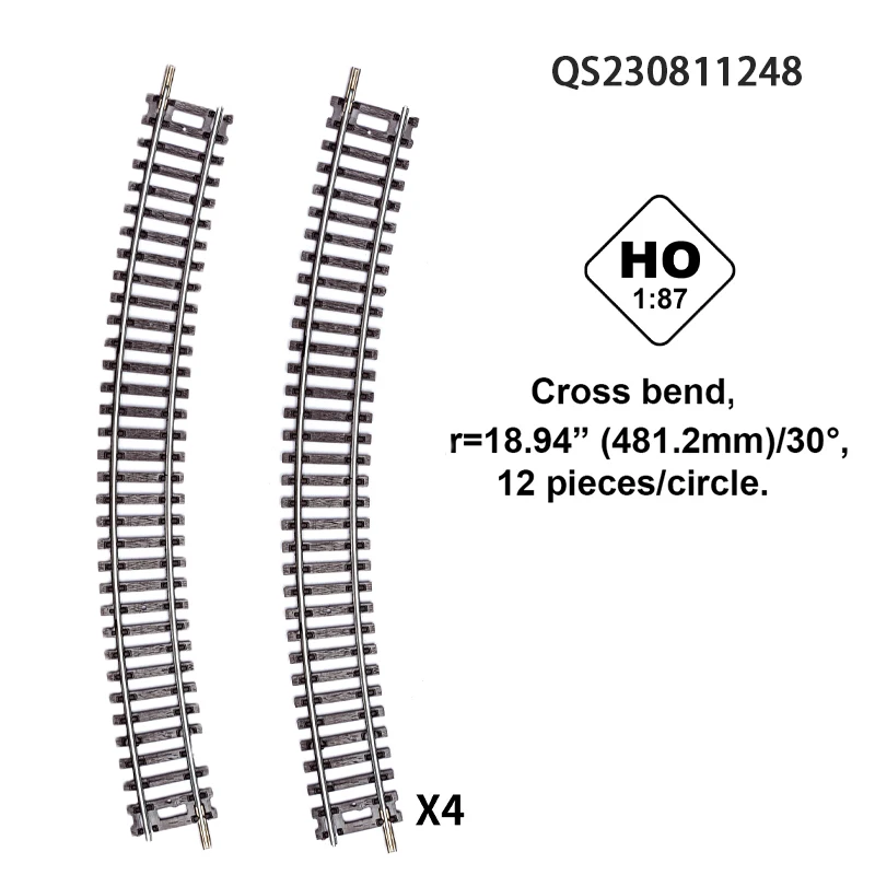 QS Customized Railway Toy 4PCS 1:87 HO Scale Simulation G1 Straight Bend Rail Model Miniature Train Track Toys for Kids Play