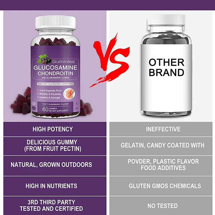 Glucosamine Chondroitin Gummies Extra Strength Joint Support Gummies With Msm And Elderberry For