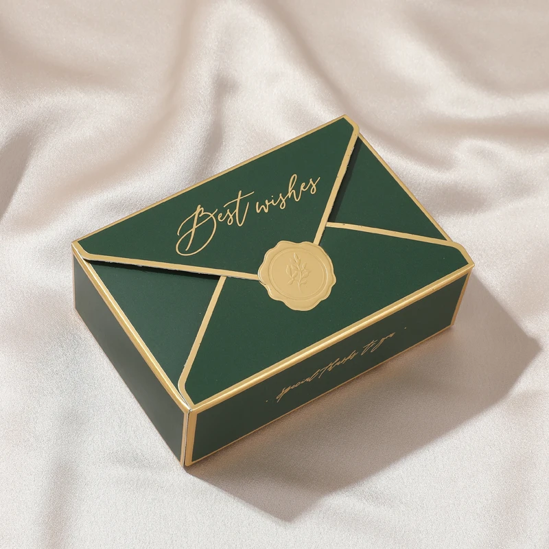 Custom Logo Elegant Envelope Folding Wedding Candy Box Party Favors for Chewing Gum Sushi Potato Chips Paper Gift Box Package