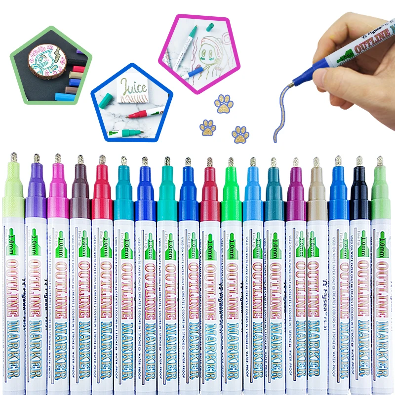 18 dream color outline pens highlight