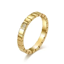 3mm Engagement Gift Zircon Stone Inlaid Silver/Black/Gold Stainless Steel Rings Jewelry for Women Men Wedding Rings