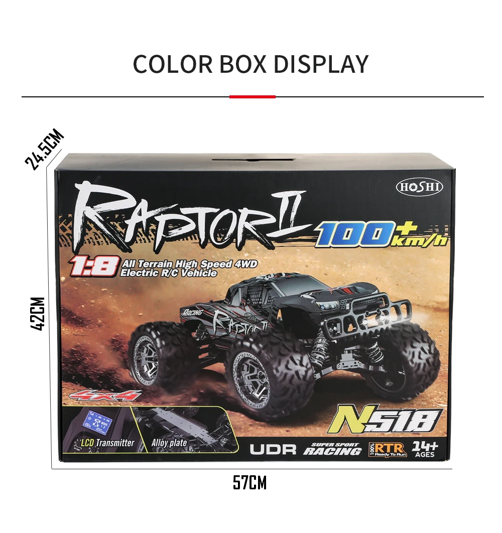 XUEREN Hot Sell N518 RC Car 4WD 1/8 Scale 100KM/h+ 4000mAh High-Capacity  LiPo Durable Waterproof ESC 2CH Cool Car As Gift