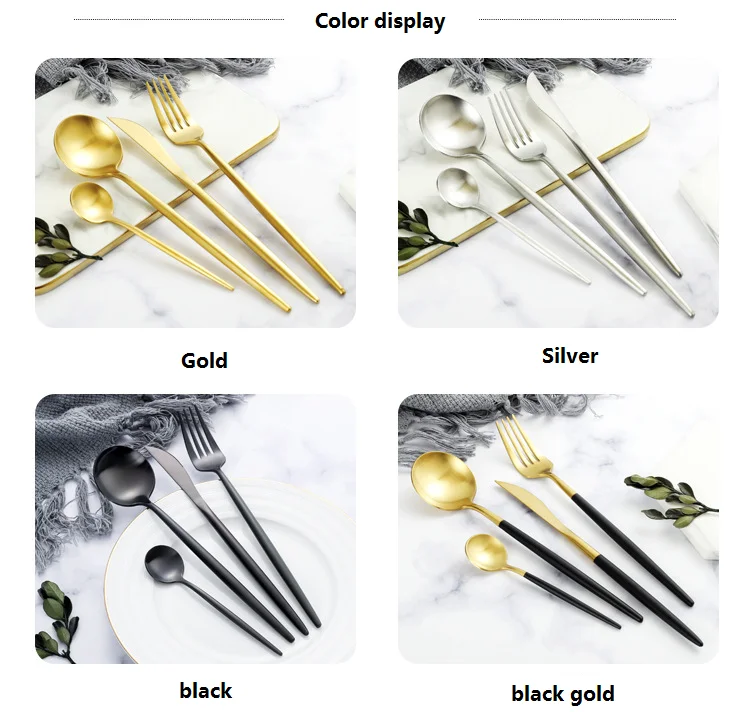High Quality Stainless Steel Reusable Titanium Gold Plated Matte Gold Restaurant Copper Cutlery Set for Wedding
