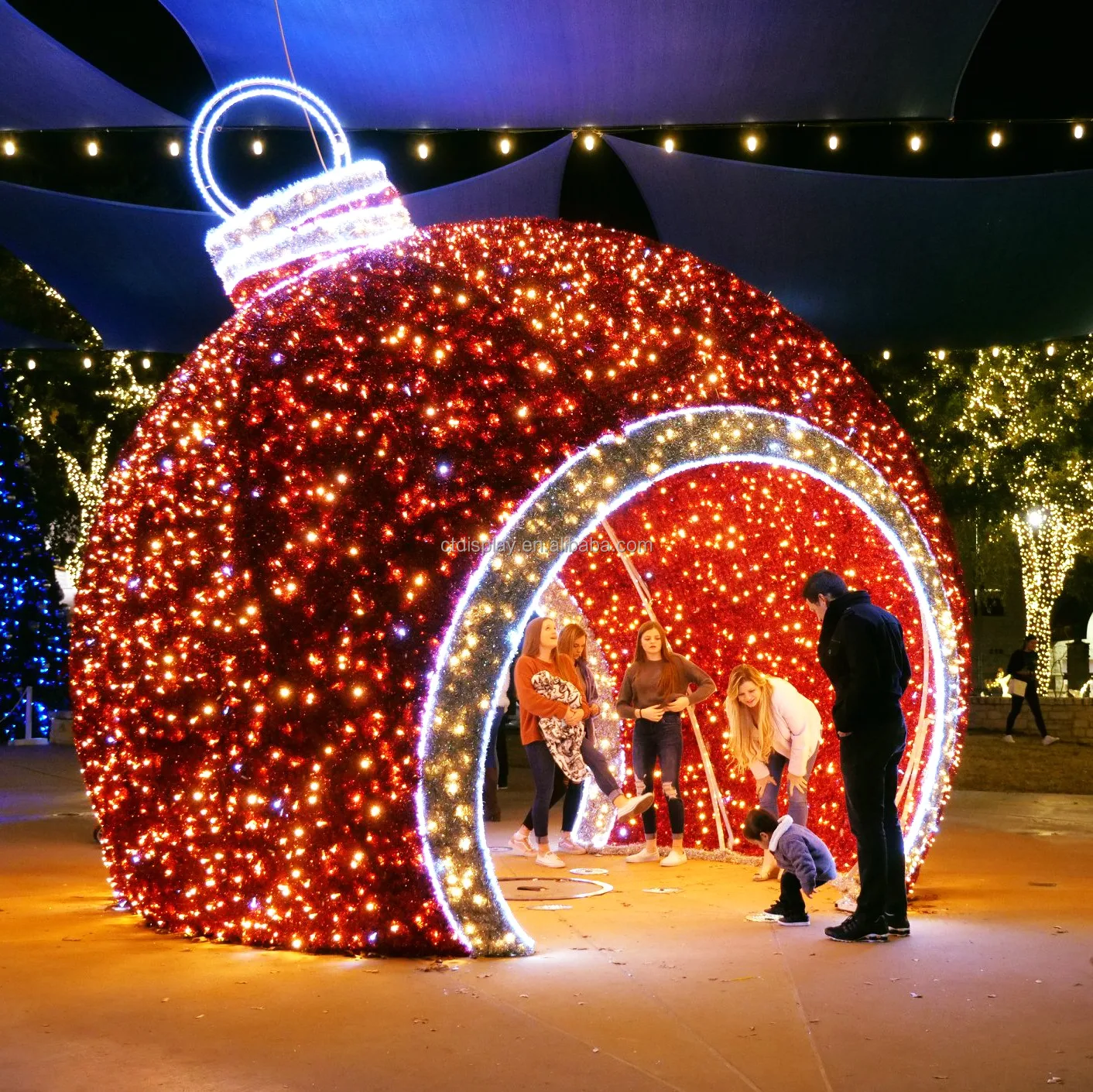 Giant Red Walk Through Light Ball Commercial Street Decoration Outdoor ...