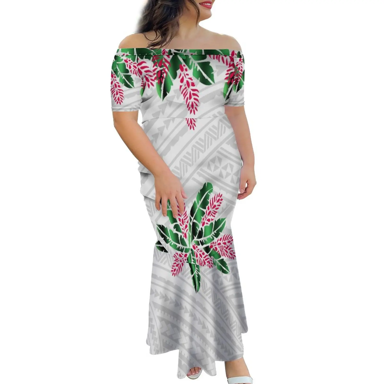 Ethnic Style Women's Customized On Demand Off Shoulder Mermaid Dress ...