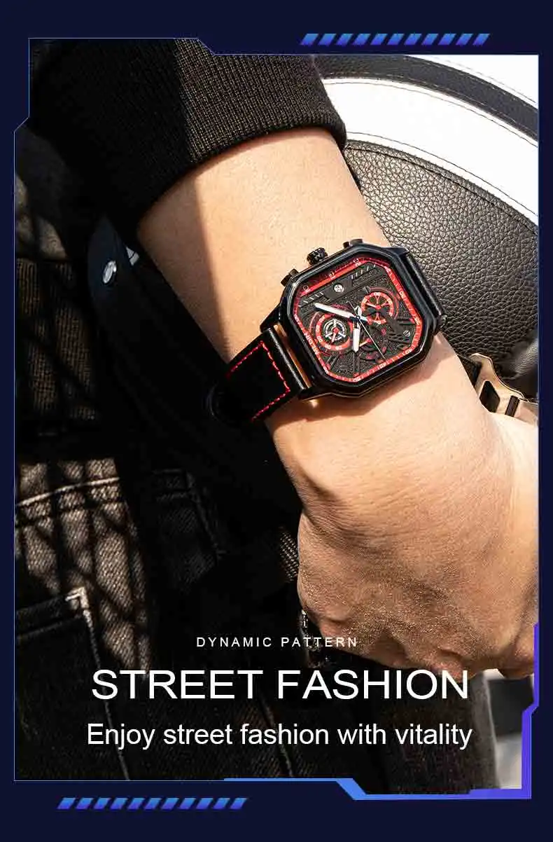MEGIR 8106 Casual Leather Men's Watches Fashion Square Business Wristwatches Relojes Hombre Luminous Quartz Watches Custom LOGO