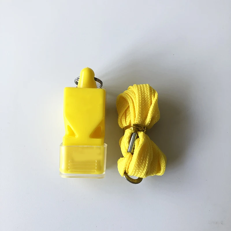Cheap Traffic Command Soccer Referee Sports Plastic Whistles Classic Fox Mouth Teeth Grip Whistle With Lanyard