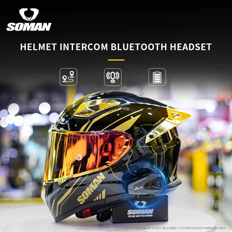 Helmet Bluetooth Intercomunicador Soman SOMAN BT Interkom Untuk
