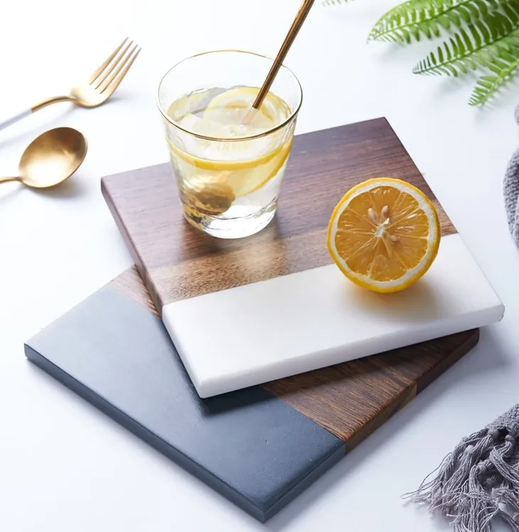 Белые мраморные деревянные подставки ручной работы