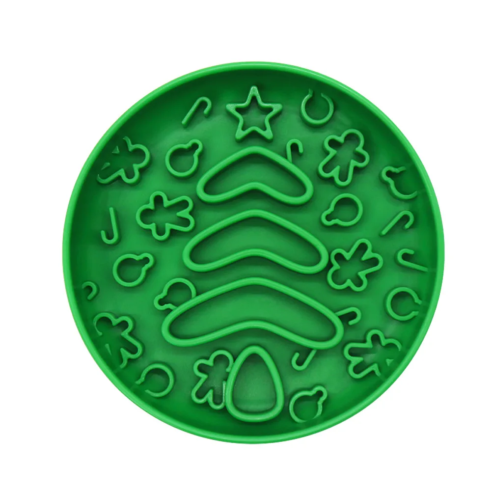 Christmas Dog Slow Food Bowl Food Grade Silicone Anti-Tipping Licking Pet Bowl with Suction Cup Easy Feed Pet Bowls & Feeders