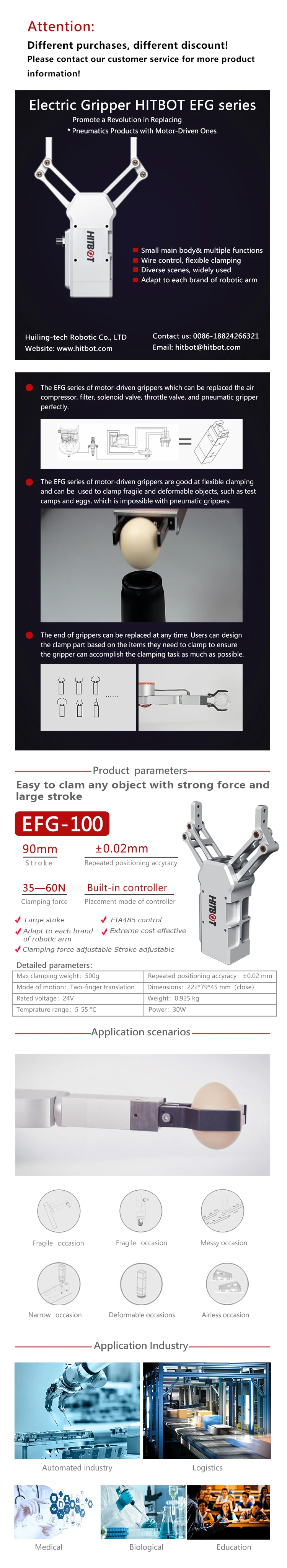 Autonomous Electric Robot Gripper Hitbot Z-efg-100 Robot Arm Gripper ...